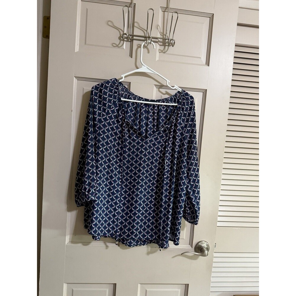 Women’s a.n.a A New Approach Blouse Blue & Purple Pattern Size Small